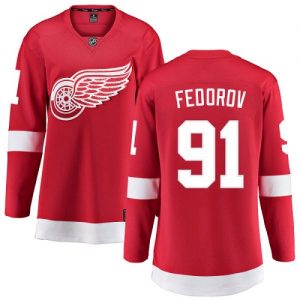 Dámské NHL Detroit Red Wings dresy 91 Sergei Fedorov Breakaway Červené Fanatics Branded Domácí