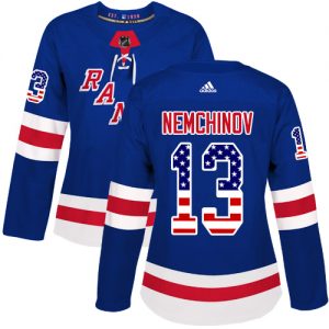 Dámské NHL New York Rangers dresy 13 Sergei Nemchinov Authentic královská modrá Adidas USA Flag Fashion