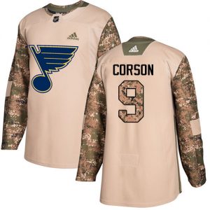 Pánské NHL St. Louis Blues dresy 9 Shayne Corson Authentic Camo Adidas Veterans Day Practice