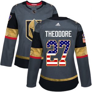 Dámské NHL Vegas Golden Knights dresy 27 Shea Theodore Authentic Šedá Adidas USA Flag Fashion