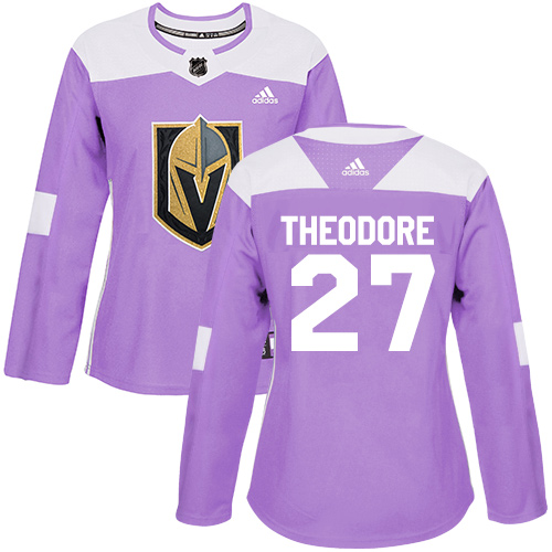Dámské NHL Vegas Golden Knights dresy 27 Shea Theodore Authentic Nachový Adidas Fights Cancer Practice