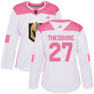 Dámské NHL Vegas Golden Knights dresy 27 Shea Theodore Authentic Bílý Růžový Adidas Fashion