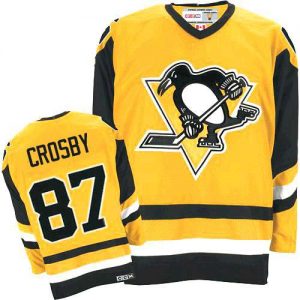 Pánské NHL Pittsburgh Penguins dresy Sidney Crosby 87 Authentic Throwback Zlato CCM hokejové dresy