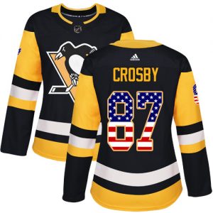 Dámské NHL Pittsburgh Penguins dresy Sidney Crosby 87 Authentic Černá Adidas USA Flag Fashion