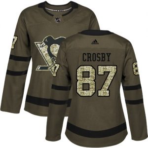 Dámské NHL Pittsburgh Penguins dresy Sidney Crosby 87 Authentic Zelená Adidas Salute to Service