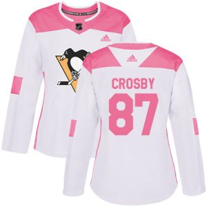Dámské NHL Pittsburgh Penguins dresy Sidney Crosby 87 Authentic Bílý Růžový Adidas Fashion
