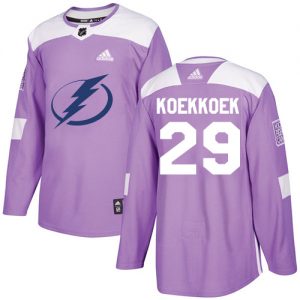 Pánské NHL Tampa Bay Lightning dresy 29 Slater Koekkoek Authentic Nachový Adidas Fights Cancer Practice