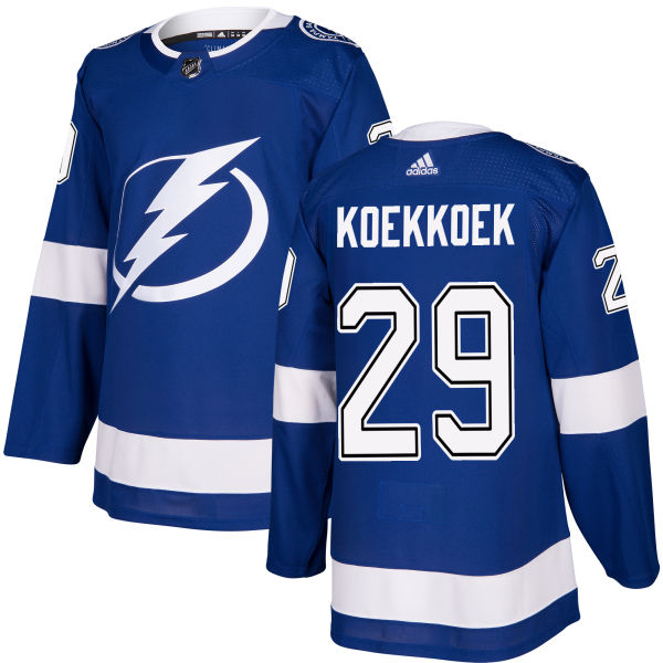 Pánské NHL Tampa Bay Lightning dresy 29 Slater Koekkoek Authentic královská modrá Adidas Domácí