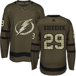 Dětské NHL Tampa Bay Lightning dresy 29 Slater Koekkoek Authentic Zelená Adidas Salute to Service