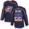 Pánské NHL Columbus Blue Jackets dresy 22 Sonny Milano Authentic Námořnická modrá Adidas USA Flag Fashion