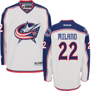 Pánské NHL Columbus Blue Jackets dresy 22 Sonny Milano Authentic Bílý Reebok Venkovní hokejové dresy