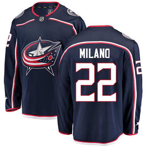 Pánské NHL Columbus Blue Jackets dresy 22 Sonny Milano Breakaway Námořnická modrá Fanatics Branded Domácí