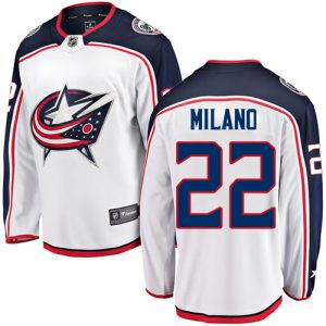 Pánské NHL Columbus Blue Jackets dresy 22 Sonny Milano Breakaway Bílý Fanatics Branded Venkovní