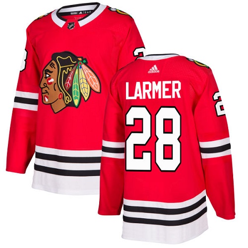 Pánské NHL Chicago Blackhawks dresy 28 Steve Larmer Authentic Červené Adidas Domácí