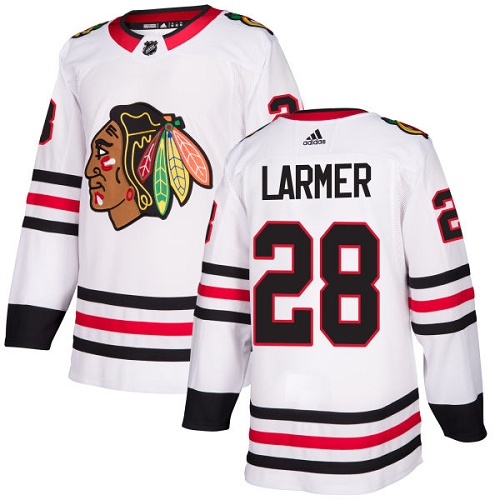 Dámské NHL Chicago Blackhawks dresy 28 Steve Larmer Authentic Bílý Adidas Venkovní