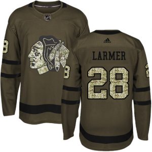 Dětské NHL Chicago Blackhawks dresy 28 Steve Larmer Authentic Zelená Adidas Salute to Service