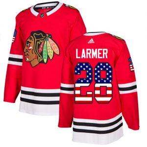 Dětské NHL Chicago Blackhawks dresy 28 Steve Larmer Authentic Červené Adidas USA Flag Fashion