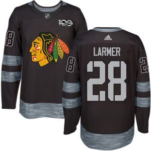 Pánské NHL Chicago Blackhawks dresy 28 Steve Larmer Premier Černá Adidas 1917 2017 100th Anniversary