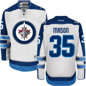 Pánské NHL Winnipeg Jets dresy 35 Steve Mason Authentic Bílý Reebok Venkovní hokejové dresy