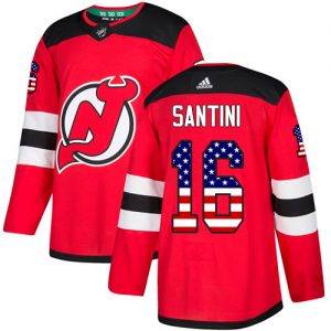 Pánské NHL New Jersey Devils dresy 16 Steve Santini Authentic Červené Adidas USA Flag Fashion