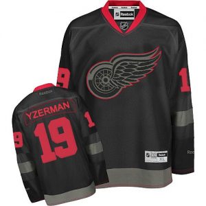 Pánské NHL Detroit Red Wings dresy 19 Steve Yzerman Authentic Černá Reebok hokejové dresy