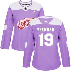 Dámské NHL Detroit Red Wings dresy 19 Steve Yzerman Authentic Nachový Adidas Fights Cancer Practice