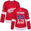 Dámské NHL Detroit Red Wings dresy 19 Steve Yzerman Authentic Červené Adidas USA Flag Fashion