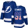 Pánské NHL Tampa Bay Lightning dresy 91 Steven Stamkos Authentic modrá Adidas USA Flag Fashion