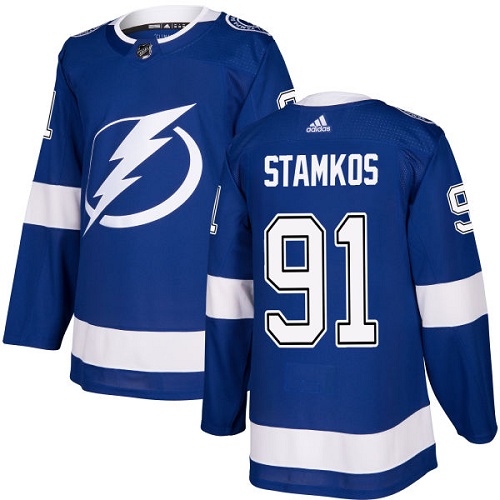 Pánské NHL Tampa Bay Lightning dresy 91 Steven Stamkos Authentic královská modrá Adidas Domácí