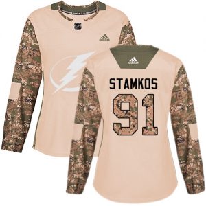 Dámské NHL Tampa Bay Lightning dresy 91 Steven Stamkos Authentic Camo Adidas Veterans Day Practice