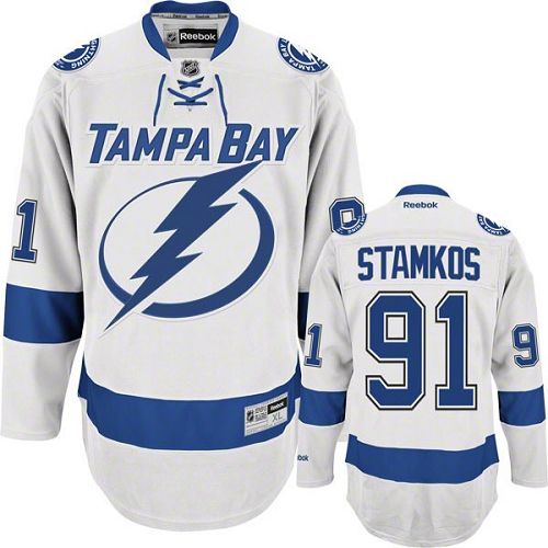 Dámské NHL Tampa Bay Lightning dresy 91 Steven Stamkos Authentic Bílý Reebok Venkovní hokejové dresy
