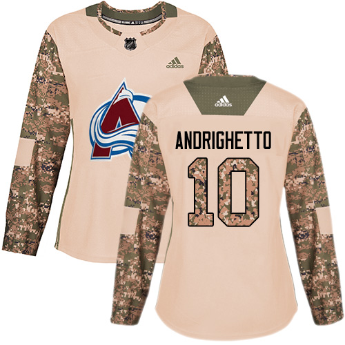 Dámské NHL Colorado Avalanche dresy 10 Sven Andrighetto Authentic Camo Adidas Veterans Day Practice