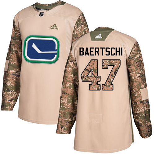 Dětské NHL Vancouver Canucks dresy 47 Sven Baertschi Authentic Camo Adidas Veterans Day Practice