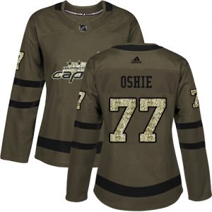 Dámské NHL Washington Capitals dresy 77 T.J. Oshie Authentic Zelená Adidas Salute to Service