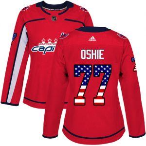Dámské NHL Washington Capitals dresy 77 T.J. Oshie Authentic Červené Adidas USA Flag Fashion