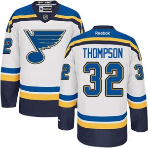 Pánské NHL St. Louis Blues dresy 32 Tage Thompson Authentic Bílý Reebok Venkovní hokejové dresy