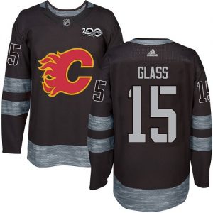 Pánské NHL Calgary Flames dresy 15 Tanner Glass Authentic Černá Adidas 1917 2017 100th Anniversary