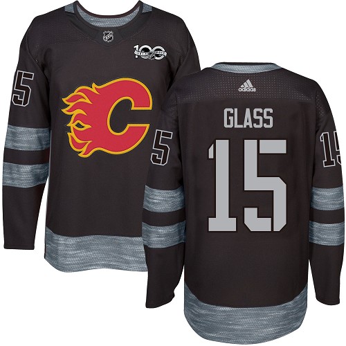 Pánské NHL Calgary Flames dresy 15 Tanner Glass Authentic Černá Adidas 1917 2017 100th Anniversary