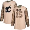 Pánské NHL Calgary Flames dresy 15 Tanner Glass Authentic Camo Adidas Veterans Day Practice
