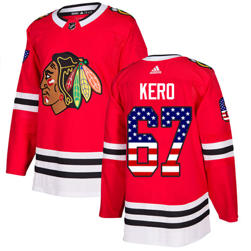 Dětské NHL Chicago Blackhawks dresy 67 Tanner Kero Authentic Červené Adidas USA Flag Fashion