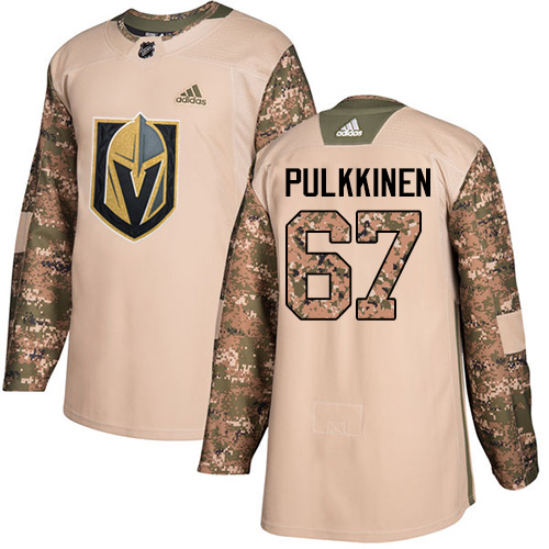 Dětské NHL Vegas Golden Knights dresy 67 Teemu Pulkkinen Authentic Camo Adidas Veterans Day Practice