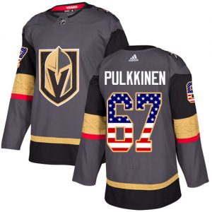 Dětské NHL Vegas Golden Knights dresy 67 Teemu Pulkkinen Authentic Šedá Adidas USA Flag Fashion