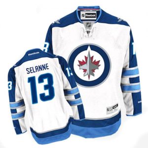 Pánské NHL Winnipeg Jets dresy 13 Teemu Selanne Authentic Bílý Reebok Venkovní hokejové dresy