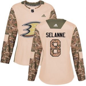 Dámské NHL Anaheim Ducks dresy 8 Teemu Selanne Authentic Camo Adidas Veterans Day Practice