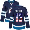 Dámské NHL Winnipeg Jets dresy 13 Teemu Selanne Authentic Námořnická modrá Adidas USA Flag Fashion