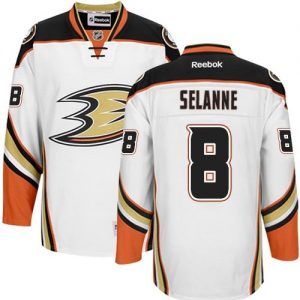Dámské NHL Anaheim Ducks dresy 8 Teemu Selanne Authentic Bílý Reebok Venkovní hokejové dresy