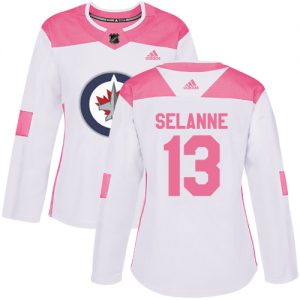 Dámské NHL Winnipeg Jets dresy 13 Teemu Selanne Authentic Bílý Růžový Adidas Fashion