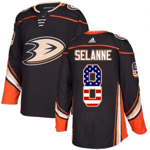 Dětské NHL Anaheim Ducks dresy 8 Teemu Selanne Authentic Černá Adidas USA Flag Fashion