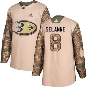 Dětské NHL Anaheim Ducks dresy 8 Teemu Selanne Authentic Camo Adidas Veterans Day Practice