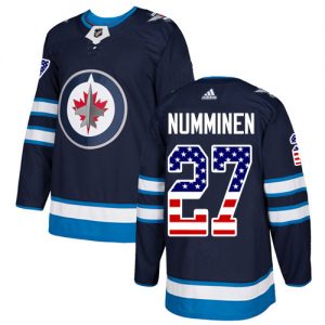Pánské NHL Winnipeg Jets dresy 27 Teppo Numminen Authentic Námořnická modrá Adidas USA Flag Fashion